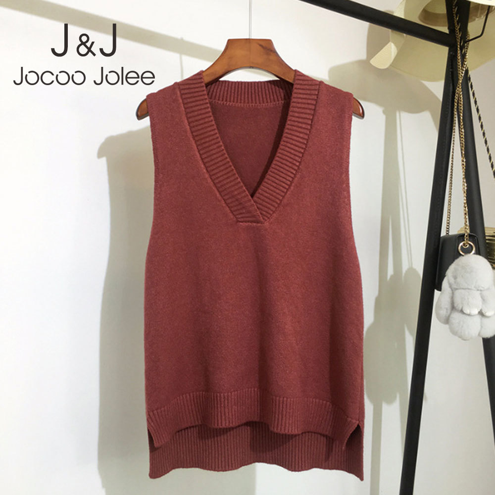 

Autumn Sweater Vest Women's Vest Sweater Korean Elegant Student V-Neck Pullover Loose Casual Knitting Tops Outerwear Vest 210518, Orange