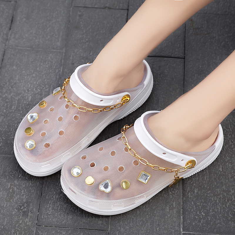 

2021 Sandals Women Clogs Soft Bottom Sparkle Beach Sandals Women Slippers Clog Sandals Comfortable Breathable Ankle Wrap PVC H0827, 5cm