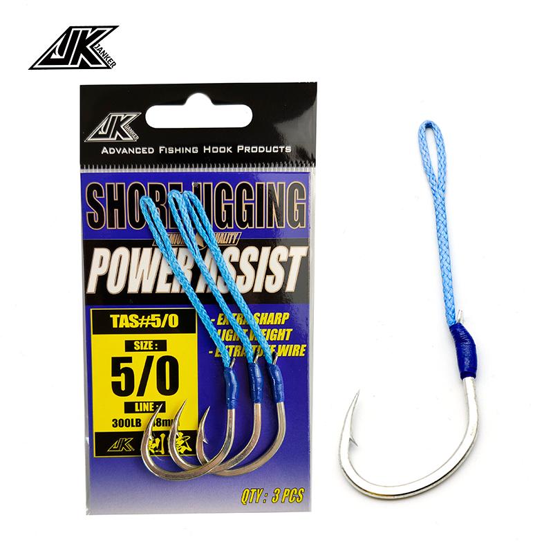 

5PACK 5/0 6/0 Fishing Hooks Japan PE Line Knot Jigging Saltwater Bream Single Hook Snap Assist Fish