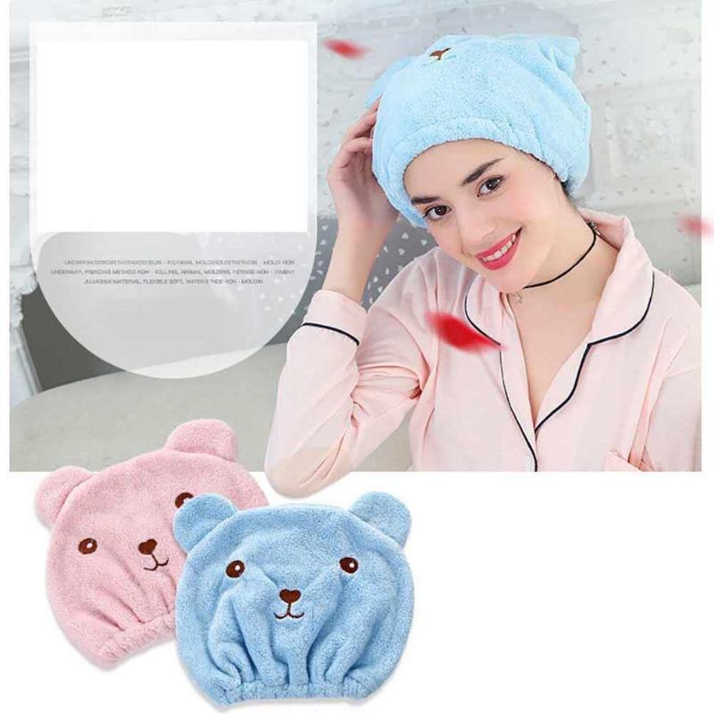 

Microfiber Solid Quickly Dry Hair Hat Turban Women Girls Ladies Cap Blue/Pink 27.5x24.5CM Shower Caps
