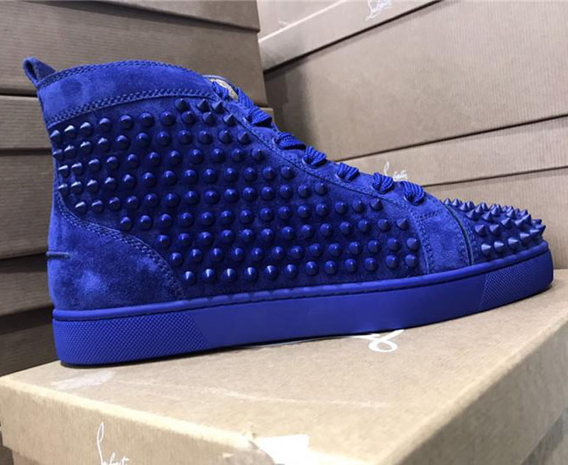 

size5-13New Men Women LOUBOUTIN CHRISTIAN Star Studded Casual Shoes Mesh Leather Camouflage Studded Shoes Combo Stars Sneakers O1, Black