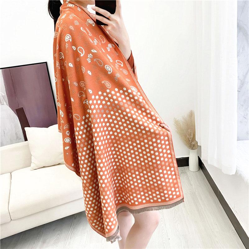 

Scarves 2021 Cashmere Scarf Women Pashmina Shawls Dots Paisley Print Winter Thick Warm Blanket Wraps Female Foulard