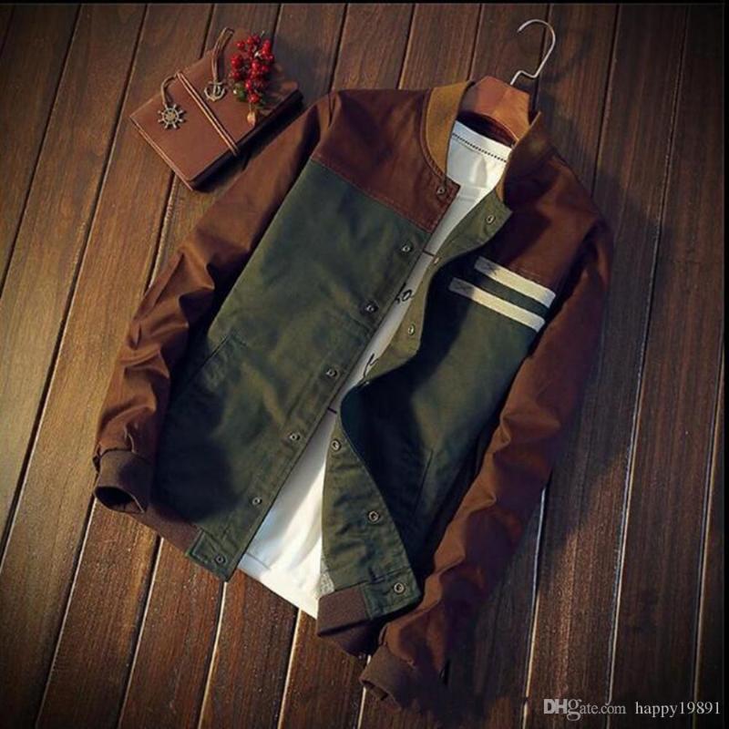 

Men's Jackets Autumn Designer Fashion Male Baseball Uniform Coats Short Design Color Matching Collar Plue Size M-5XL, Black;brown