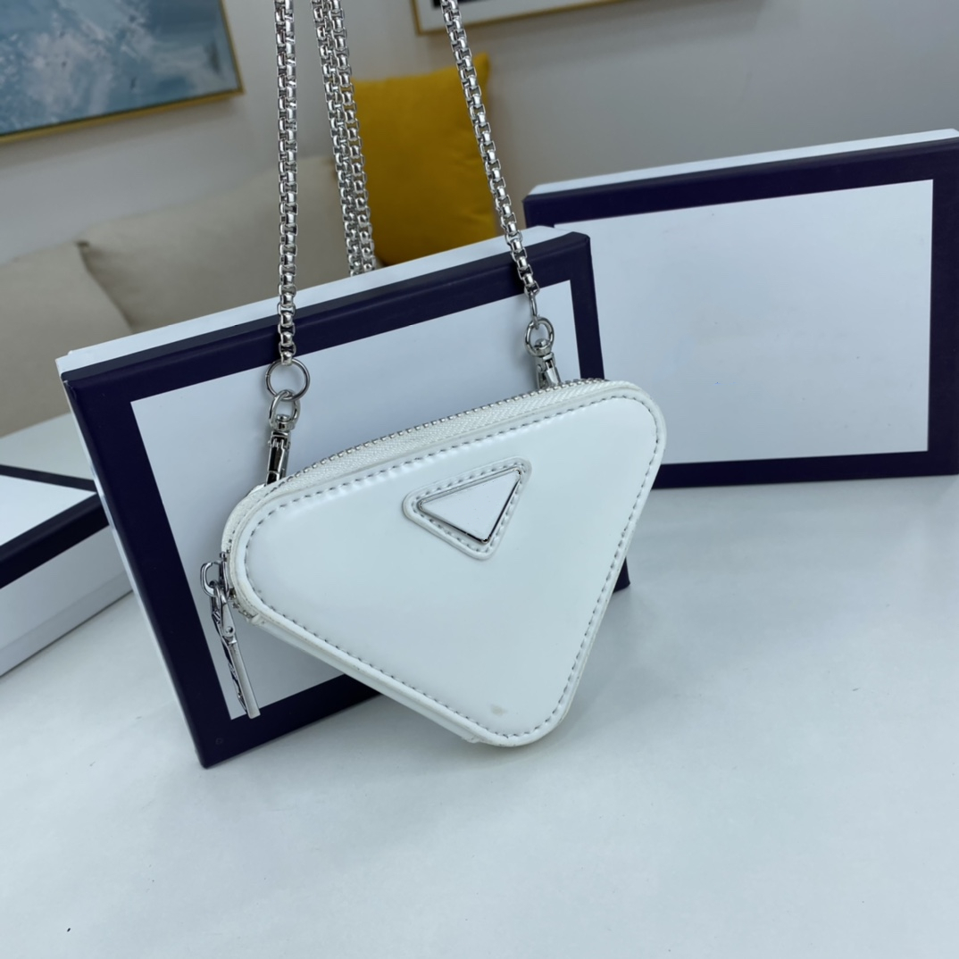 

Ladies White Leather Triangle Key Wallets Case Coin Purse Multifunctional Fashion Simple Cute Portable Waterproof Messenger Bag, Dark grey
