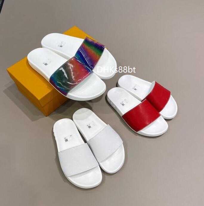 

Designer Luxury Waterfront Slider Sandals Mens Womens Summer Beach Slide Slippers Comfort Flip Flops Leather Wide Unisex Shoes with Box, Black