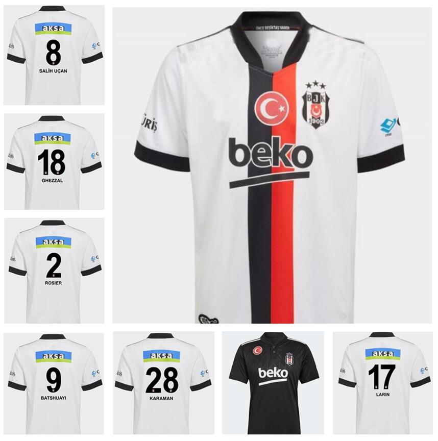 

2021 2022 Besiktas soccer jerseys home white 21 22 Besiktas football shirts Turkey uniforms S-2XL top quality, Black;yellow