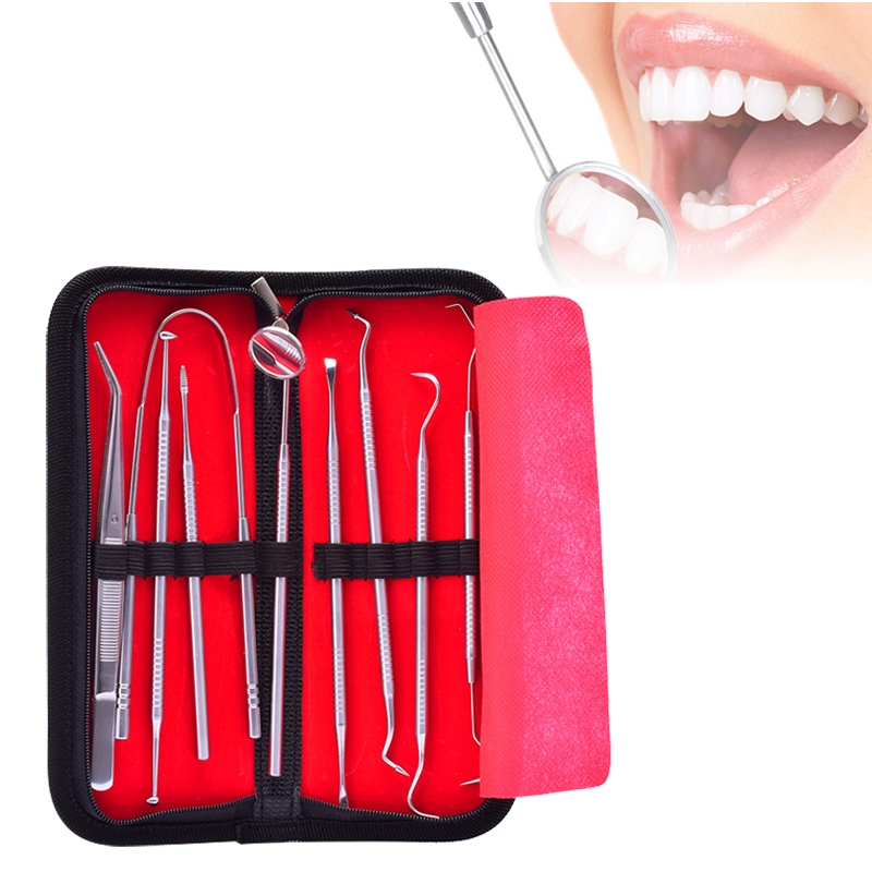 

skirts 9 In 1 Stainless Steel Dentist Tools Set, Black
