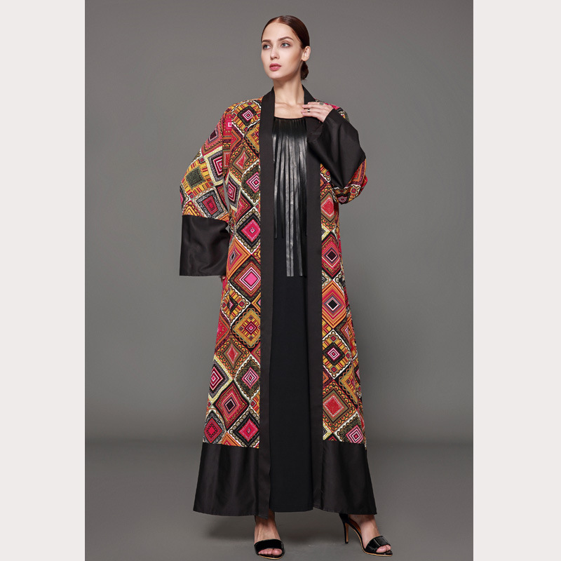 

Dubai Muslim rint Abaya Dress Women elegant Open Long Robe Lace-up Kimono Jubah Islamic Clothing Outwear Maxi Hijab gown dresses