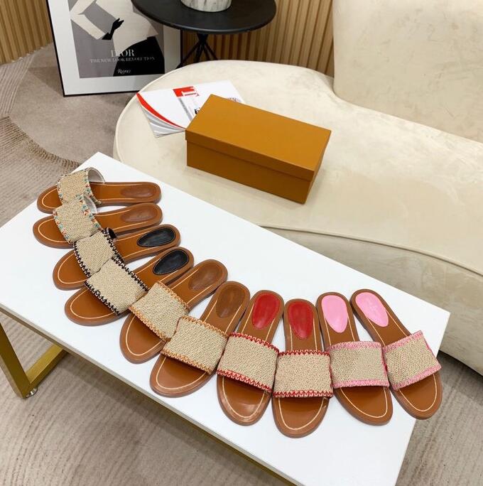 

100% Genuine women sandal lock it flat mule Slippers Genuine leather slides Summer Flat Flip Flops Slides Chaussures Shoes size 35-42, 2#