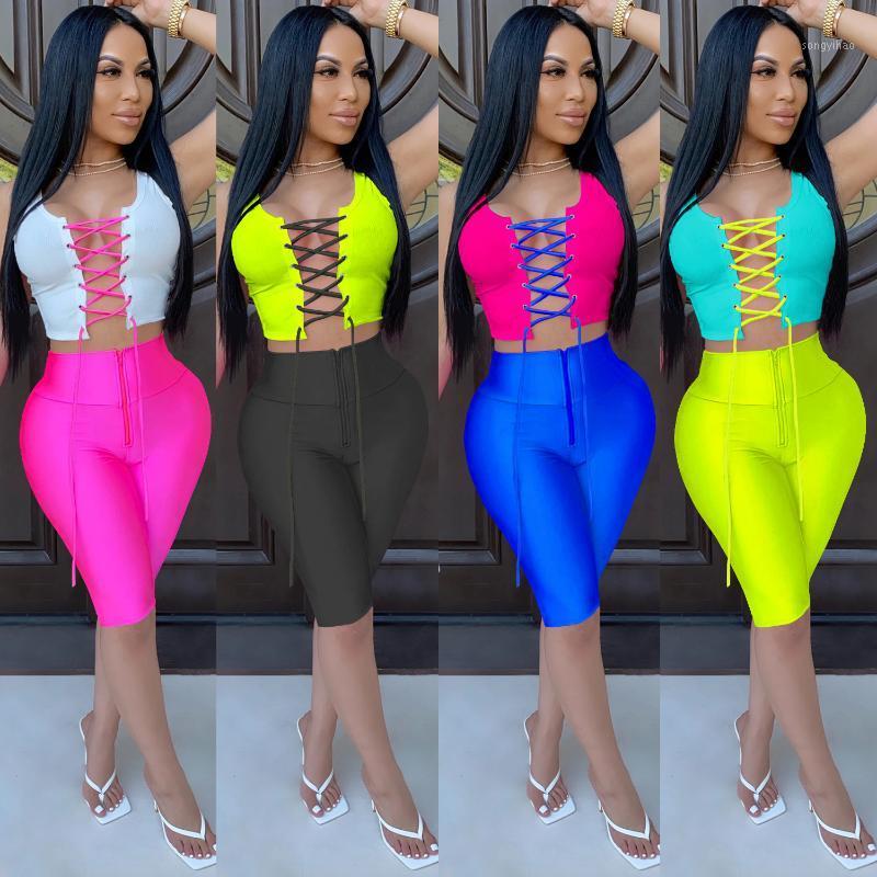 

Fashion Sexy Tight Bandage With Hollowed Out Two Piece Women' Set Sports Matching Sets Crop Top Bulk Items Wholesale Lots Tracksuits, Blue with rose