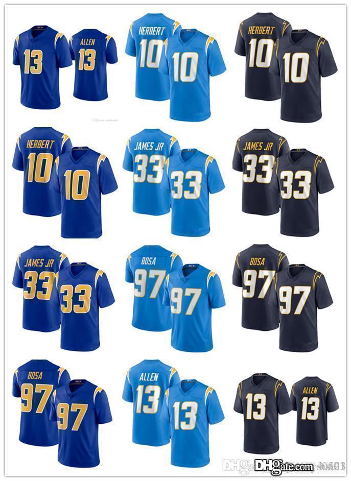 

Men Los women Angeles Chargers 13 Keenan Allen 33 Derwin James 97 Joey Bosa 10 Justin Herbert Football Jerseys blue navy, Black;red