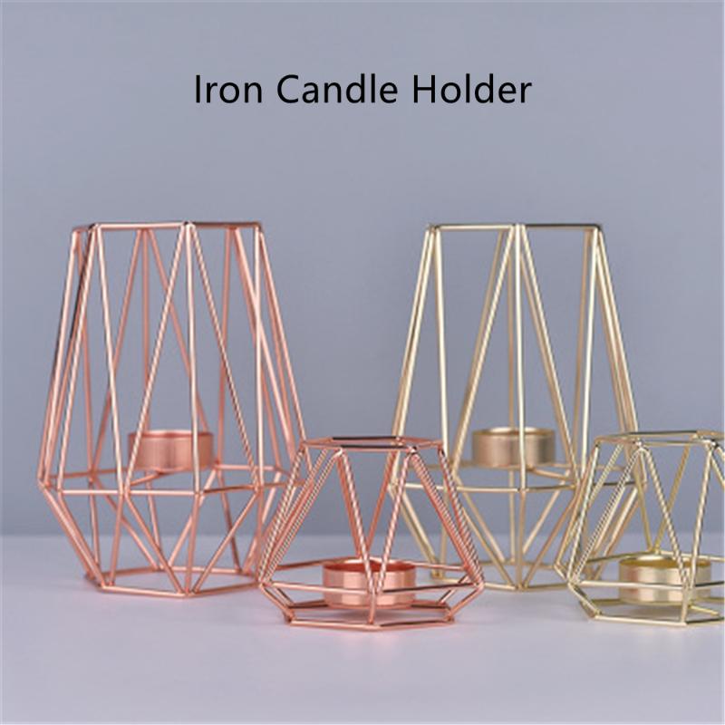 

Hollow Metal Candlestick Nordic Geometric Candle Holder Luxury Cup Wedding Decor Modern Iron Bracket Candles