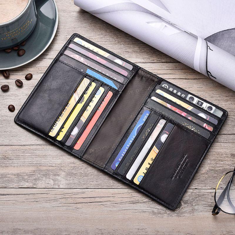 

Card Holders Retro Genuine Leather Cowhide Travel Passport ID Cover Holder Case Protector Organizer Wallet Black Color