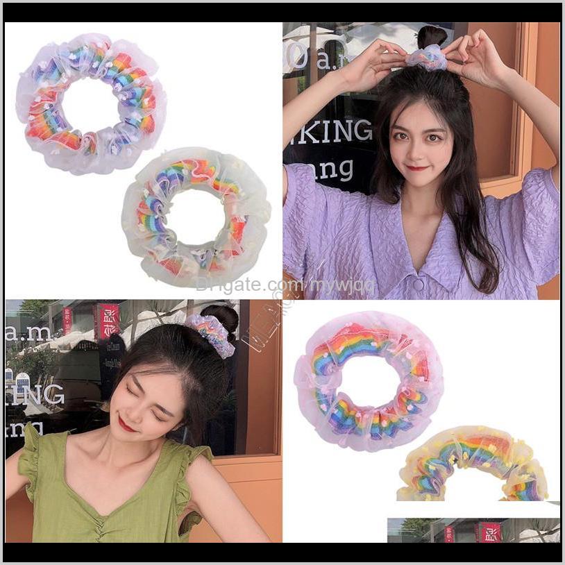 

Sweet Lovely Printing Rainbow Large Intestine Headress Elastic Bobble Hairband Women Girl Rope Holder Sale D9311 Fvhy9 Accessories Pxm3E, Slivery;white
