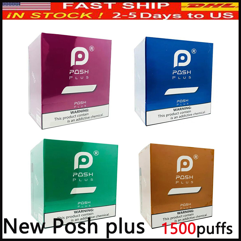 

New POSH PLUS Disposable Vape Pen Device Kit 950mAh 4.5ml 1500Puffs Prefilled Pods Cartridges Updated Retail Portable e cigs cigarettes Vapor 0268222