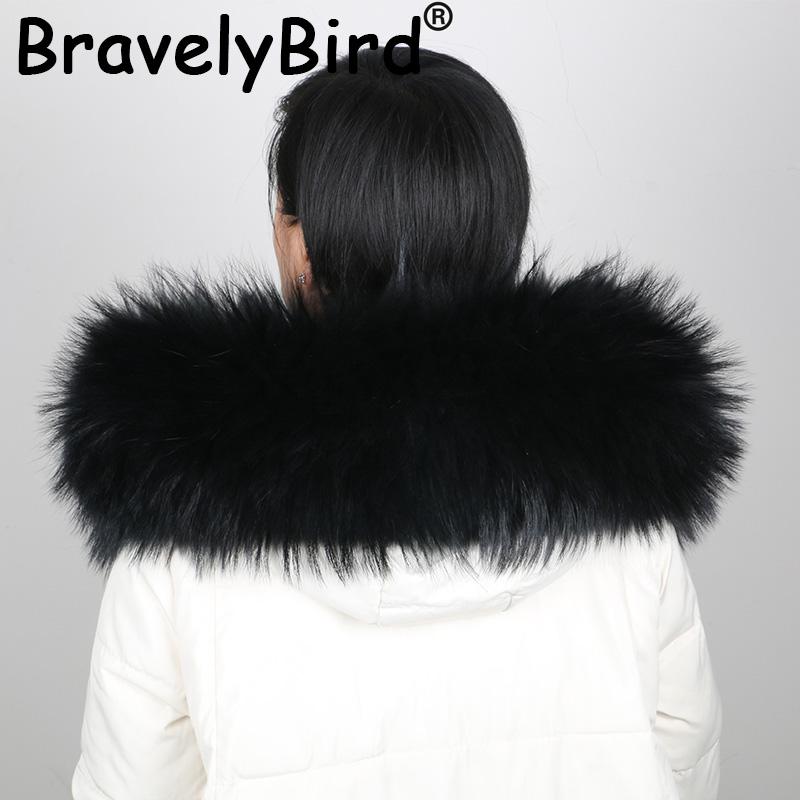 

Scarves 100% High Quality Real Raccoon Fur Collar Women Men Luxury Natural Black Scarf 17-18cm Width Jackets DIY Super Large Decoration