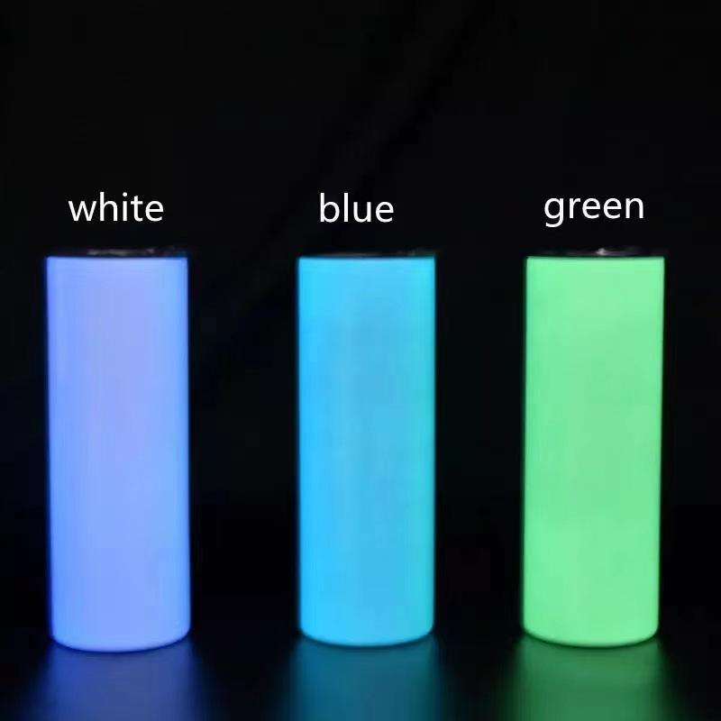 

DIY Sublimation Tumblers Mug Glow in The Dark Mugs 20oz Straight Water Bottle Luminous Skinny Tumbler YFA, As picture