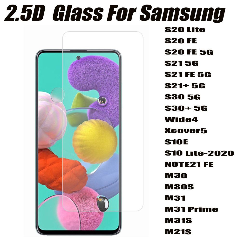 

2.5D 0.33mm Tempered Glass Phone Screen Protector For Samsung Galaxy S20 Lite s20-fe S21 FE 5G WIDE 4 COVER 5 S10E S10LITE NOTE20FE M30 M30S M31 M31S M21S