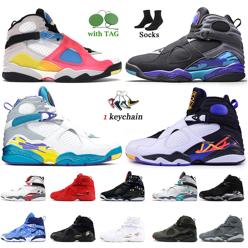 

Mens Aqua Black 8s Basketball Shoes Jumpman 8 SE White Multicolor Three Peat Chrome Countdown Pack Bred GS Take Flight OVO White Playoff Raid Men Trainers Sneakers, #6 valentines day 40-47