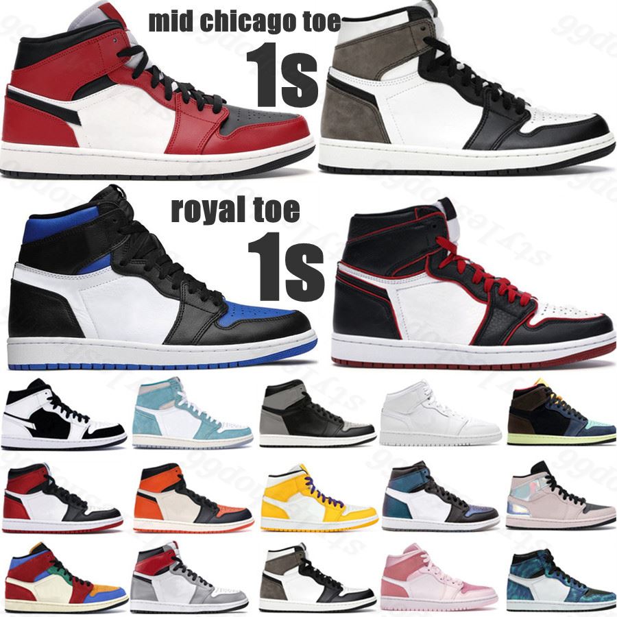 

2021 Basketball Shoes Jumpman 1 1s OG Sports Shoes High Pine Green Black Court Purple Royal Bred Toe NC Obsidian UNC game Sneakers trainers eur 36-47, Box