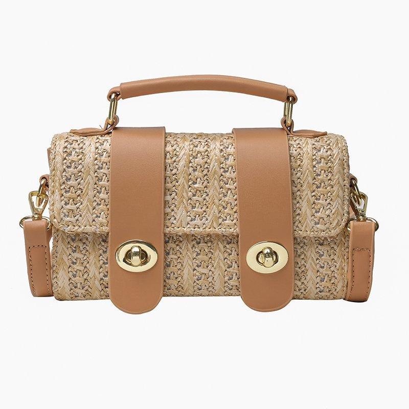 

Shoulder Bags Fashion Bohemian Straw Bag Summer Women Beach Handbags Tote Weave Ladies Crossbody Designer Purses, Brown