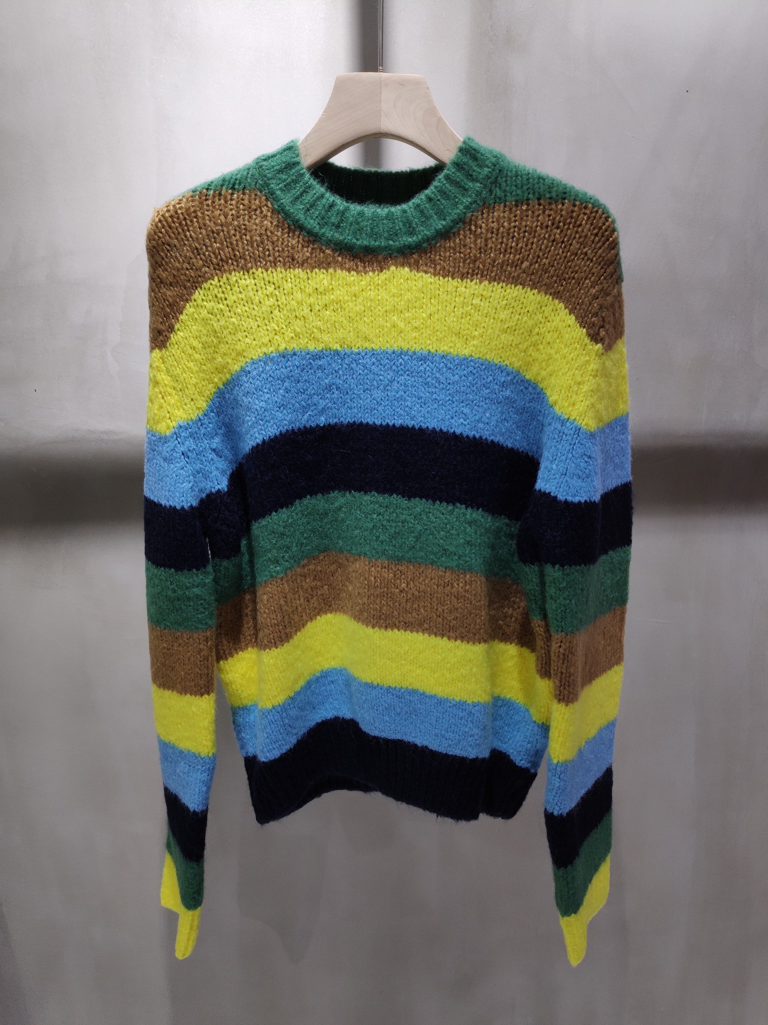 

Rainbow gradient round neck Pullover mohair sweater, Customize