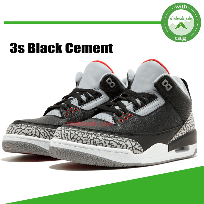 

3 3s Basketball Shoes Jumpman Cat Racer Blue Pine Green Cool Grey Rust Pink Katrina Tinker JTH Black Cement Midnight Navy Sports Sneakers Mens Trainers, Fire red cement 40-47
