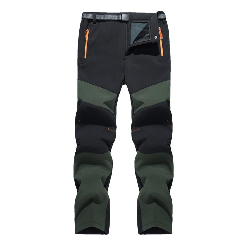

Men's Pants Hiking Windproof Work Trousers Fleece Warm Lined Trekking With Pockets Outdoor Fitness Softshell, Black