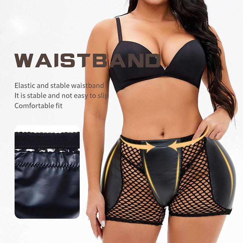 

Women' Panties Big Mesh Sexy Hip Sponge Pad Lederhans, Black