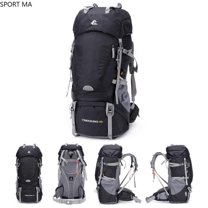 

Outdoor Bags Free Knight 60L Waterproof Hiking Backpack Climbing Rucksack With Rain Cover Sport Bag Trekking Tactical, Black