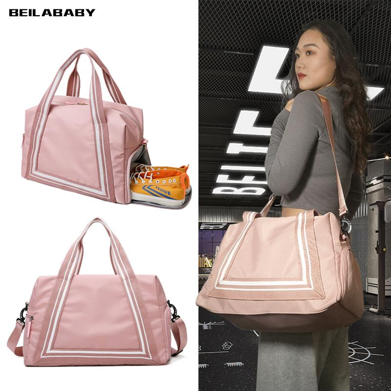 

Nylon Sports Gym Bags Men Women Travel Fitness Bag Yoga Mat Pink Outdoor Swim Waterproof Dry Wet Separation Handbags