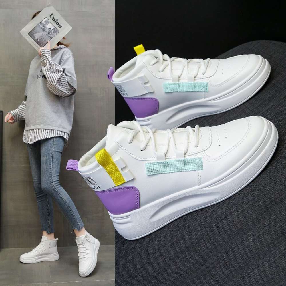 

Casual shoes High help girl 2021 spring new fairy net red small white shoes student thick soled casual women's fashion LXAT, Black