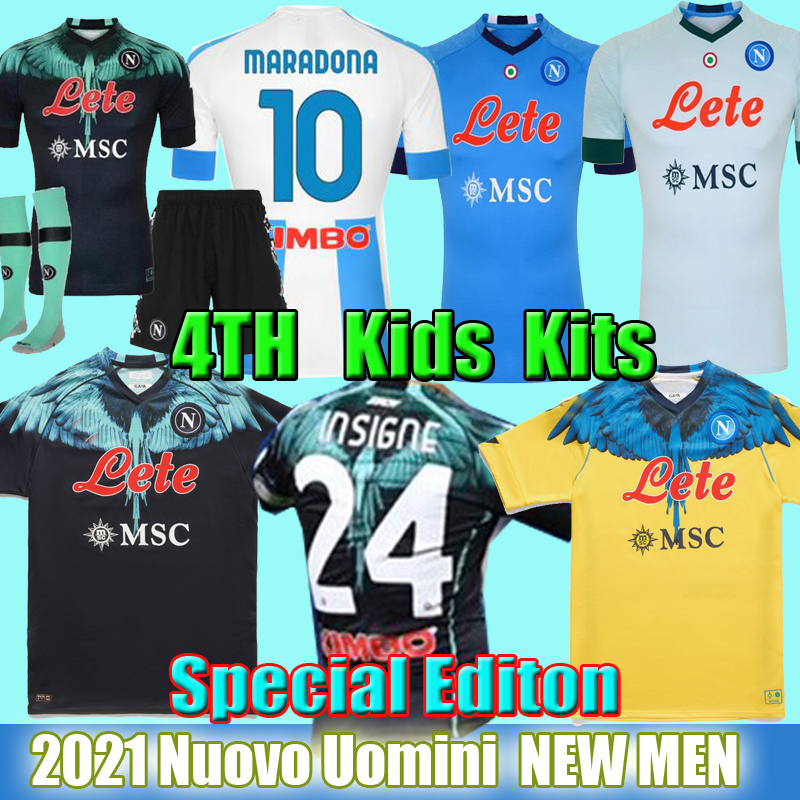

2 22 Napoli 4th soccer jersey Naples special edition football shirts 2021 2022 KOULIBALY camiseta de fútbol INSIGNE Maradona maillot foot MERTENS camisa, Special black+patch