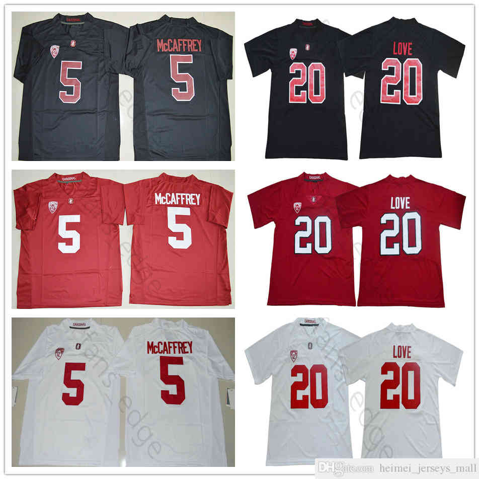 

2018 2019 NCAA Stanford Cardinal #20 Bryce Love Jersey White Red Home Away Stitched Mens #5 Christian McCaffrey College Football Jerseys, Black