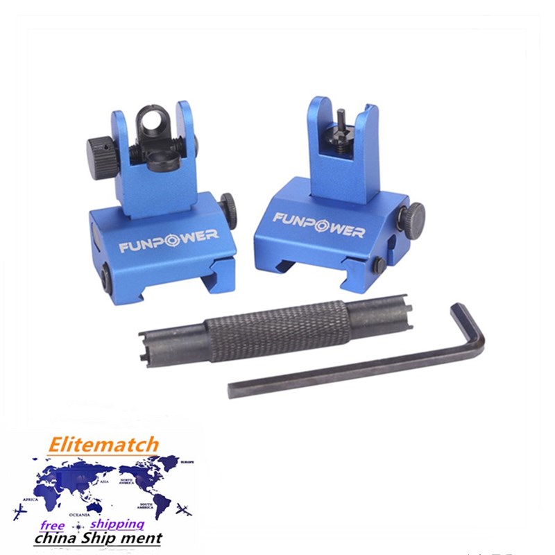 

Blue Flip Up Rear Front and Iron Sights Backup fits Picatinny & Weaver Rails