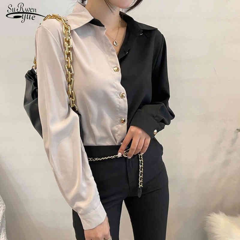 

Spring Fashion Women Shirt Casual Spliced Clothing OL Plus Size Long Sleeve Chiffon Blouse Camisa Femenina 13246 210521, Picture