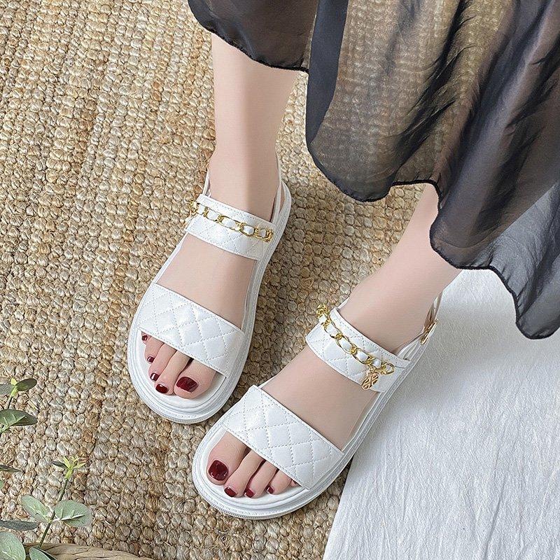 

Sandals 2022 Est Ladies' Style Flat With Buckle And Open Toe For Ladies Fashion Shoes, Black