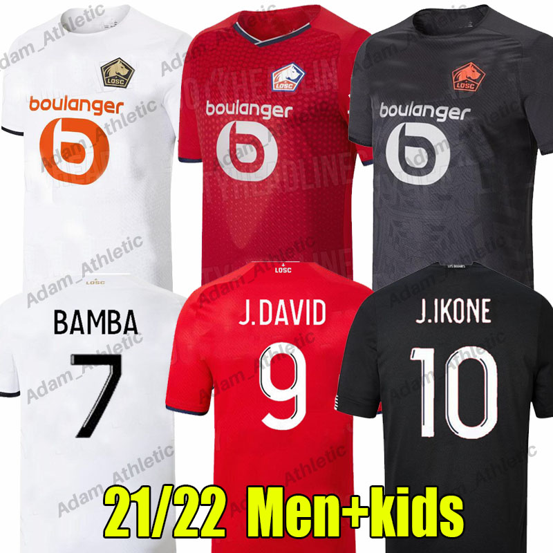 

LOSC Lille soccer jerseys 2021/22 BAMBA J.DAVID J.IKONE football jersey SOUMARE YAZICI CELIK BOTMAN shirts home away men kids kit T.WEAH BURAK ANDRE Maillot de Dogues top, 21-22 home+ligue patch