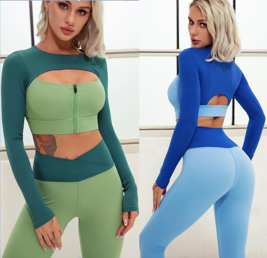 

Tracksuits Womens Designer Fashion Yoga wear long sleeve shirts Split active outfits for Woman leggings suits Casual gym Pant outdoor sport Tracksuit Femme Jegging, Red