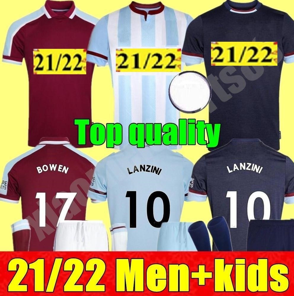 

21 22 adult Mens + Kids Kit Soccer Jerseys Wested 2021 2022 Ham Home Away 3rd YARMOLENKO LANZINI NOBLE BOWEN ANTONIO Football Shirt FORNALS RICE P.Fornals BENRAHMA, Kids home+socks