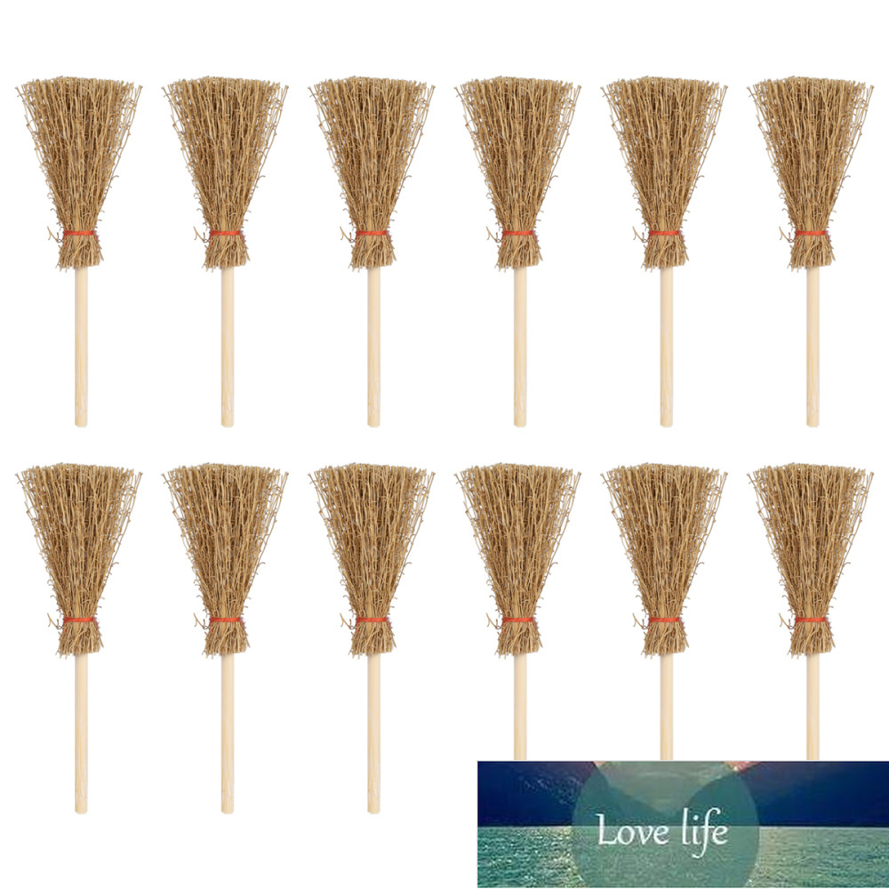 

ULTNICE 12pcs Mini Broom Costume Hangings Decorations Toys with Red Rope Straw Broom Wizard Accessory for Party Red Ro
