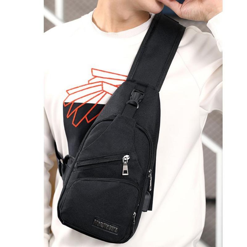 

Waist Bags Sling Bag Men's USB Rechargeable Chest Small Backpack Daypack Multifunction Male Single Strap Back Pack Casual Travel, Black