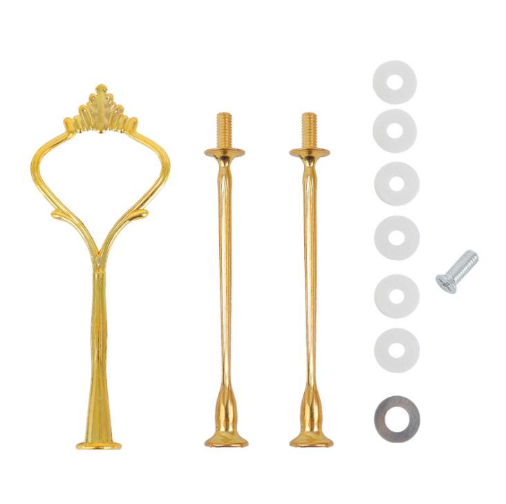 

newFashionable European style 3 Tier Cake Plate Stand Handle Fitting Silver Gold Wedding Party Crown Rod EWF5659
