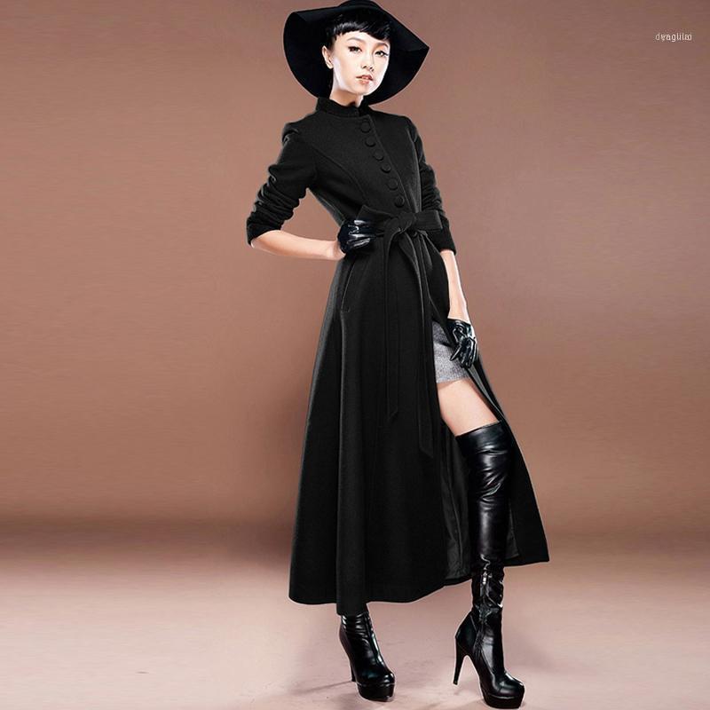 

Women' Wool Coat Autumn Winter 2021 Fashion Classic Plaid Patchwork Woolen Jacket Slim Thicken Long Outerwear Female1, Black