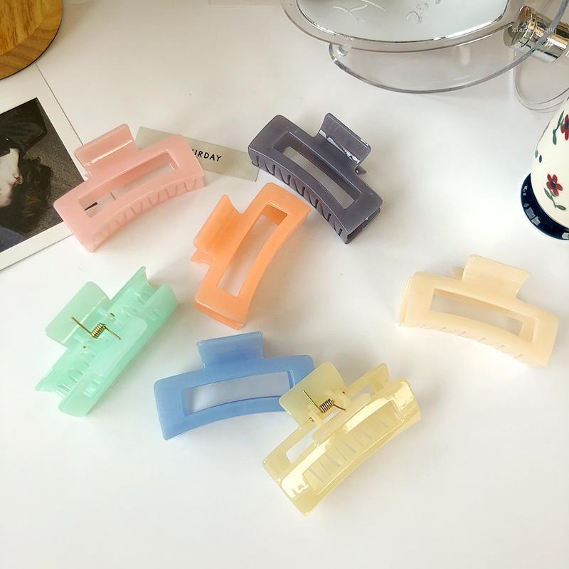 

Hair Clips & Barrettes Bilandi Sweet Rectangle Hollow Claw Hairpin Headdress Female Acrylic Geometric Candy Color Large Accessories, Golden;silver