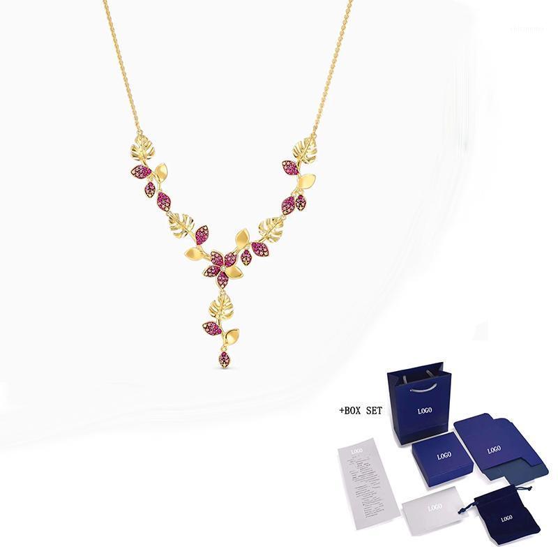 Bijoux de mode SWA Fleur tropicale Collier en forme de Y en forme de Y Rose Pétale Decoration Crystal Dames 'Gift-Cadeaux préférés