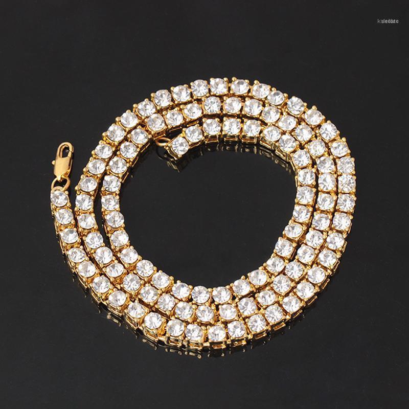 

Chains Color Hip Hop Bling Iced Out Tennis Chain 1 Row Necklaces Men Women Fashion Jewelry1