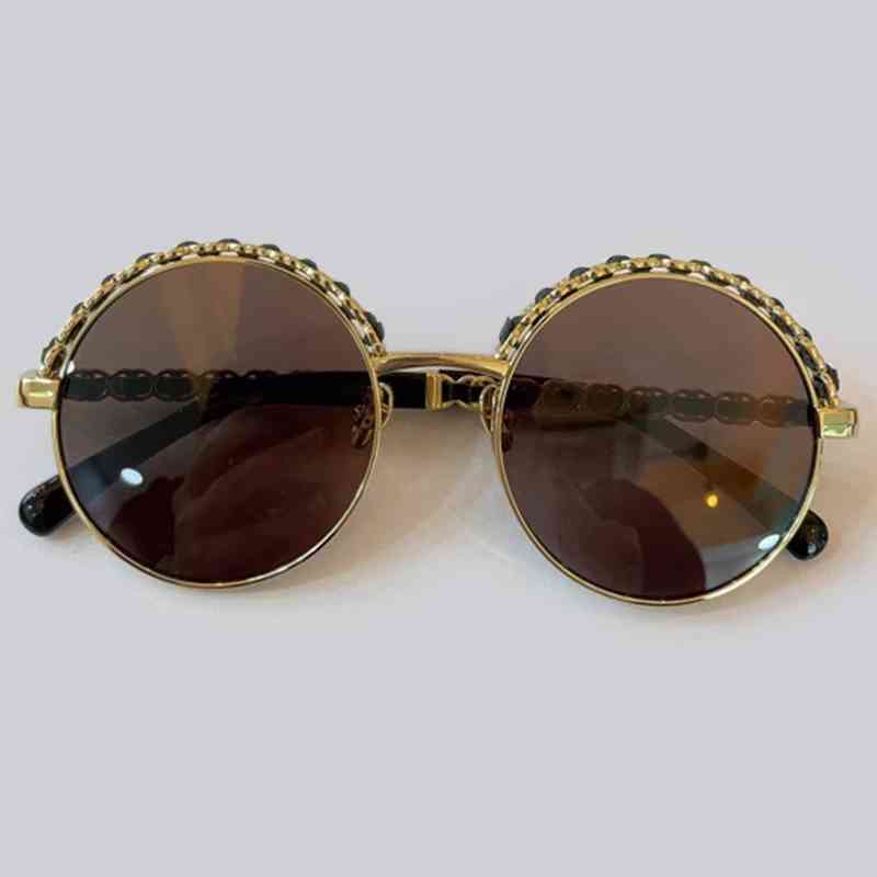 

Fingerprint Around sunglass Women Mirror Women's Fire Dign Metals Frame Circle sunglass UV400A74Y