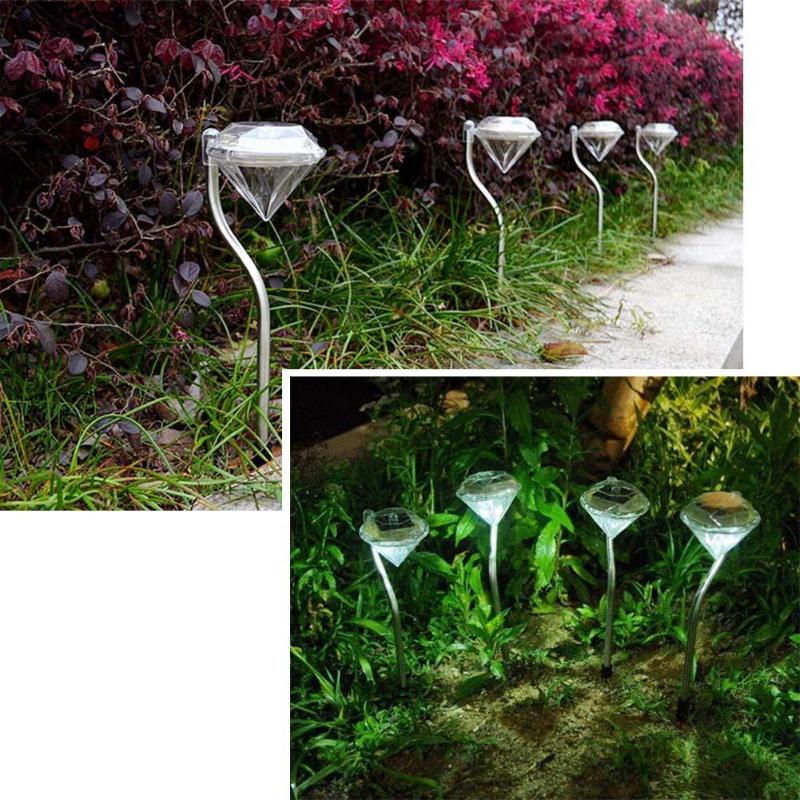 

Lawn Lamps Lamp For The Garden Waterproof Gorgeous Stainless Steel Led Solar Light Color Changing Diamond Stake Lights PML