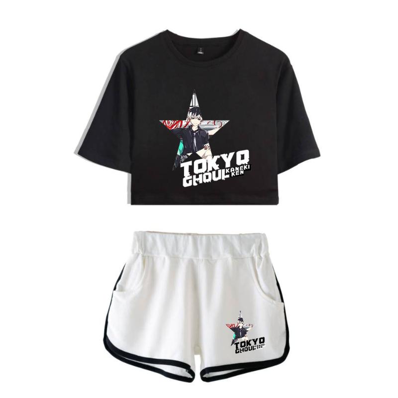 

Tokyo Ghouls 2D Summer K-pops Women Two Piece Set Shorts And T-shirts Casual Clothes 2021 Sets Plus Size Xxl Women's Tracksuits, Gray